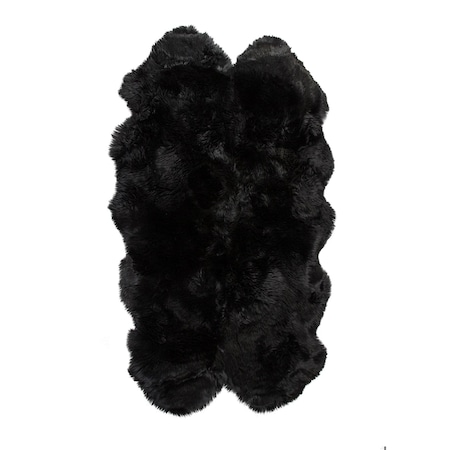 Homeroots 4 x 6 in. Sheepskin Rug Black 316898